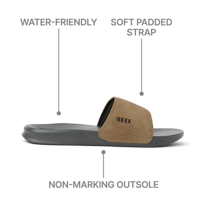 Reef One Slide Mens Sandal, Lightweight & Water Friendly, Grey/Tan, 10 - Image 5